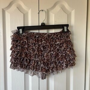 Leopard Print Ruffle Skorts for Women